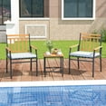 thumbnail image 4 of Costway Ensemble de Mobilier d'Extérieur 3 Pcs avec Table à Café Cadre en Métal Robuste pour Balcon, 4 of 10
