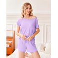 thumbnail image 4 of Ensemble de Pyjama 2 Pcs pour Femmes Manches Courtes Vêtements de Nuit Doux Col Rond Ensemble de Shorts Imprimés avec Poches P-TTG, 4 of 5