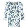 thumbnail image 4 of Women's Summer Tops 2025 Trendy 3/4 Sleeve T Shirts Floral Print Graphic Tees Dressy Casual Crew Neck Blouse Elbow Sleeve Comfy Loose Fit Pullover Sweatshirt, 4 of 5