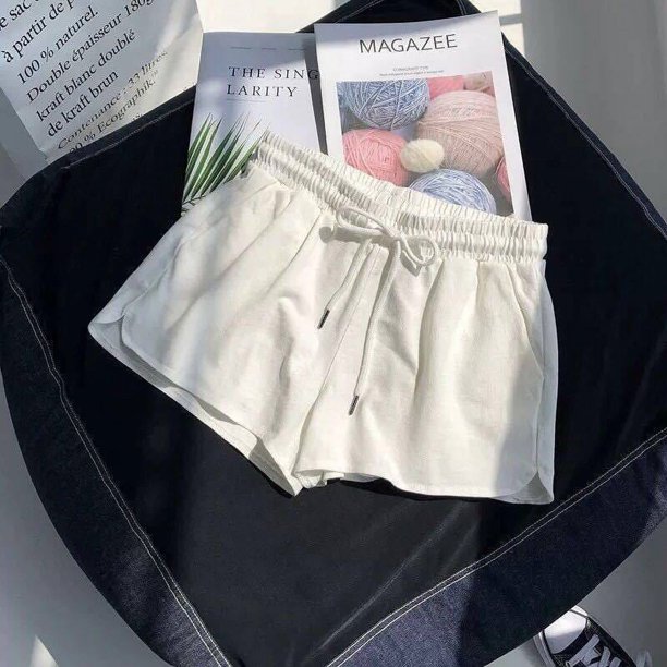 Pantalones cortos deportivos de cintura alta con cintura elástica para mujer, ropa exterior informal holgada, pantalones de pierna ancha, pijamas de verano para el hogar