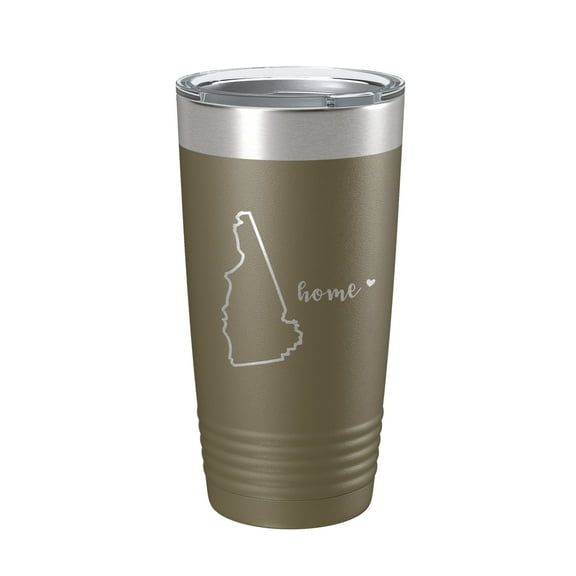 New Hampshire Tumbler Home State Travel Mug Insulated Laser Engraved Map Coffee Cup 20 oz Olive Green