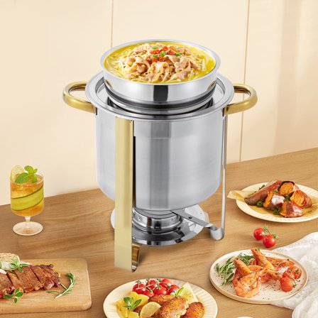 Soup Chafer Stainless Steel Round Soup Warmer Chafing Dish Buffet Food Warmer for Catering