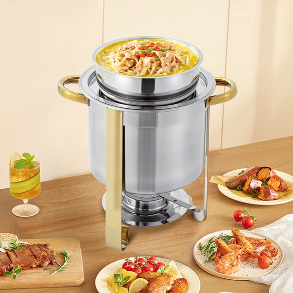 Soup Chafer Stainless Steel Round Soup Warmer Chafing Dish Buffet Food Warmer for Catering