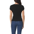 thumbnail image 3 of INSPIRE CHIC Women's Casual Cap Sleeve Knit T Shirts Crewneck Basic Summer Tops Slim Fit Solid Color Blouse XL Black, 3 of 6