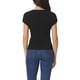 thumbnail image 3 of Camisetas de punto de manga corta casual para mujeres INSPIRE CHIC, blusas básicas de verano de cuello redondo, ajuste slim, color sólido, talla L negra, 3 of 6
