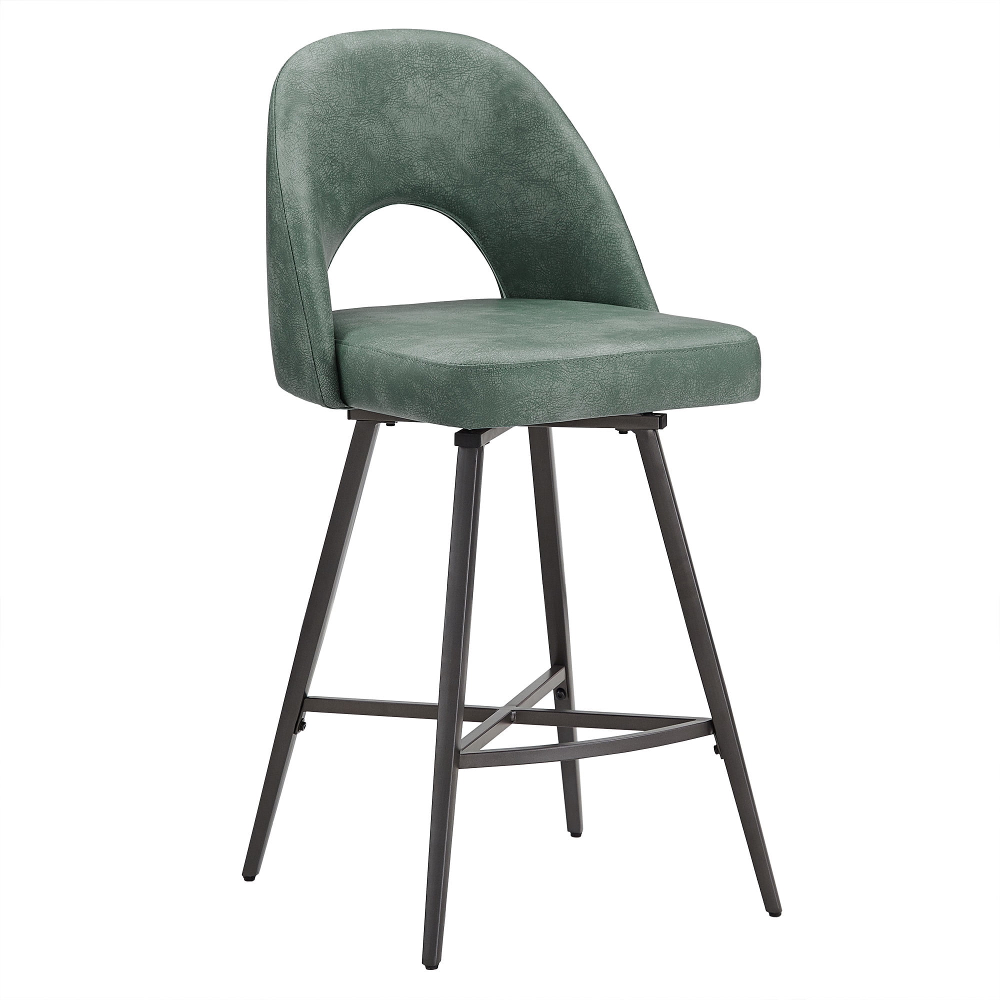 Weston Home Krista 24" Metal Swivel Mid Back Counter Stools, Set of 2, Teal