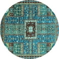 thumbnail image 1 of Ahgly Company Indoor Round Abstract Light Blue Modern Area Rugs, 5' Round, 1 of 4