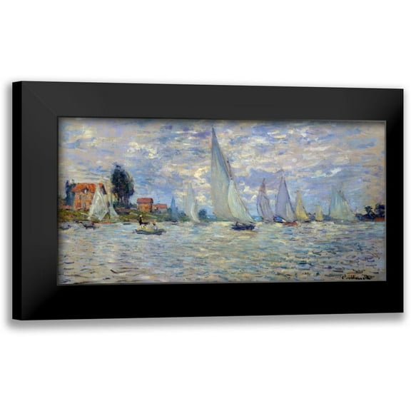 Monet, Claude 14x9 Black Modern Framed Museum Art Print Titled - Les barques regates a Argenteuil
