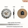 thumbnail image 7 of 2D Flat 1pc 10Inch Wooden 1pc Diamond-Studded White Chrysanthemum Wall Clock - Silent Swiss Quartz Movement, 10Inch Round Modern Minimalist Design with Sparkling Diamond Accents, Battery-powered, 7 of 7