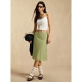 thumbnail image 3 of Green Polka Dot Mesh Wrap Midi Skirt, Casual Retro Style, 3 of 6