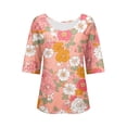 thumbnail image 5 of Tittly Boho Tops for Women, 3/4 Sleeve Shirts for Women Dressy Tunic Tops Casual Wear with Floral, Womens V Neck T Shirts, Women'S Fashion Clothing Red L, 5 of 5