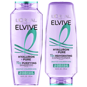 L'Oreal Paris Elvive Hyaluron Pure Shampoo and Conditioner Set for Oily Hair, 13.5 fl oz