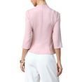 thumbnail image 3 of INSPIRE CHIC Elegant Work Shirts for Women's 3/4 Sleeve Mock Neck Buttons Office Formal Blouses XS Pink, 3 of 6