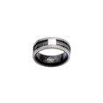 thumbnail image 1 of Inox Jewelry FR1402-12 Grid Groove On Sides & Cable Inlayed Stainless Steel Ring - IP Black - 12 in., 1 of 1