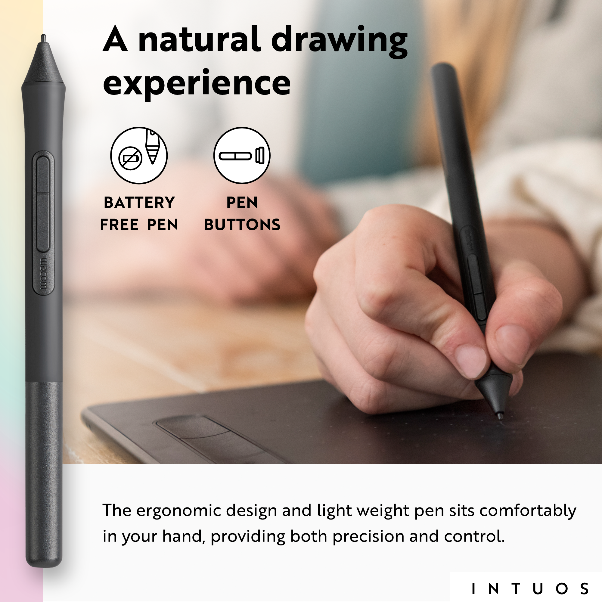 Wacom Intuos Graphics Drawing Tablet, 3 Bonus Software Included, 7.9"x 6.3", Black, Small (CTL4100) - image 5 of 8