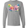thumbnail image 3 of Inktastic Butterfly Shape with Colorful Flowers Long Sleeve T-Shirt, 3 of 5