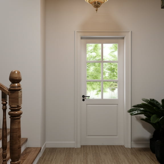 30" X 80" Clear Glass 6-Lite Prefinished Single Slab Door