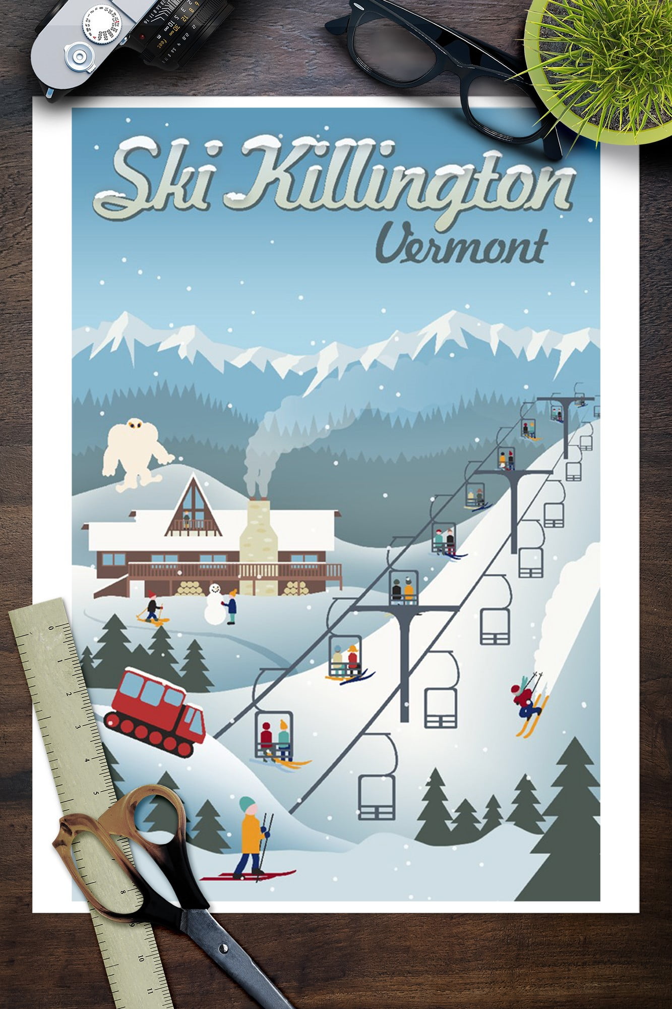Ski Vermont Husky Dog Lady Travel Vintage Poster Repro FREE S//H in USA