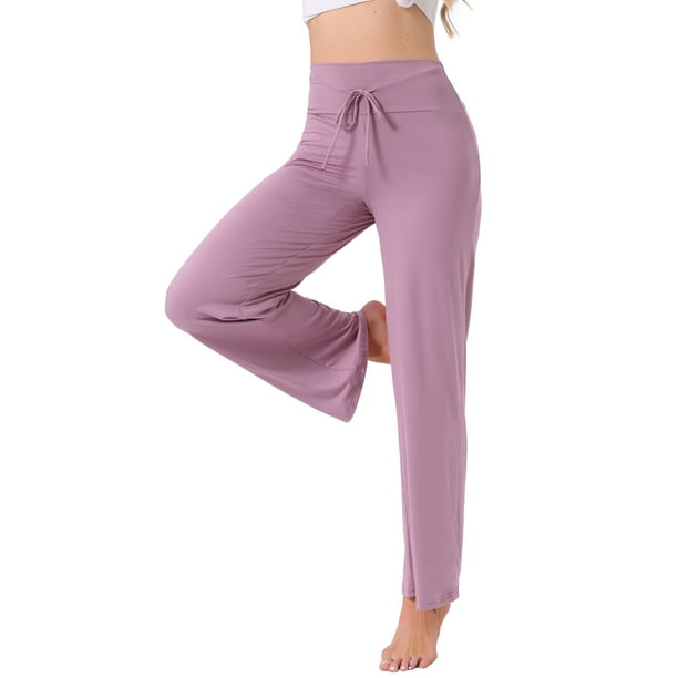 Pantalones de pijama de mujer INSPIRE CHIC, de pierna ancha, con cordón, pantalones de sudadera elásticos, pantalones de lounge Palazzo, pantalones de yoga para dormir, talla XL, color púrpura