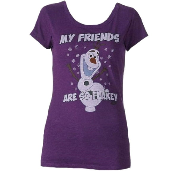 Olaf "My Friends Are Flakey" Junior Women's Fitted Purple T-Shirt (Medium)