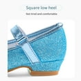 thumbnail image 4 of Stelle Girls Mary Jane Glitter Shoes Low Heel Princess Dress Shoes,Toddler Little Girls Bowknot Flower Girl Wedding Party Dress Pump Shoes,Blue, 4 of 6
