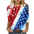 thumbnail image 2 of Odbmxy Womens T Shirts 3/4 Sleeve Summer 4th of July Women Plus Size Tops Stars Red Party Loose Casual Pullover Tops, 2 of 5