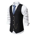 thumbnail image 4 of Suit Vest For Men Qiggri Men Solid Fashion Retro Have Pockets Button V-Neck Tanks Blouse Work Vest For Men, 4 of 9