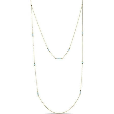 Tangelo 7-7/8 Carat T.G.W. White Onyx and Blue Topaz Yellow Rhodium over Sterling Silver Station Necklace, 25