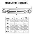 thumbnail image 2 of Stainless Steel 304 Turnbuckle Wire Rope Tension Pack of 8 (M6-Eye & Eye), 2 of 6