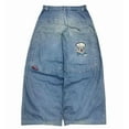 thumbnail image 1 of Womens Polyester Printed Oversized Baggy Wide Leg High Waist Full Length Jeans, 1 of 10