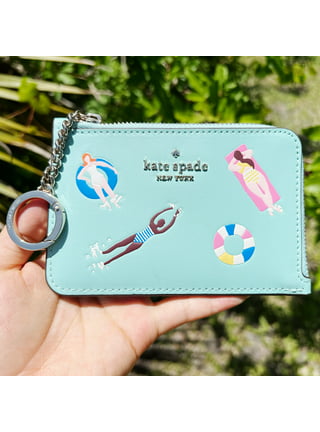Kate Spade Pool Float Medium L-Zip Cardholder Wallet Poolside Blue Leather  