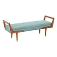 thumbnail image 2 of Ink+Ivy Boomerang Bedroom Bench - Solid Wood, Button Tufted Design, Mid-Century Modern Style Seating Accent Ottoman, Blue/Pecan, 2 of 5