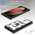 thumbnail image 6 of Military Grade Drop Impact for Samsung Galaxy S24 Ultra Camera Lens Slide Protection Case 360 Metal Rotating Ring Kickstand Holder Armor Shockproof Case For Samsung Galaxy S24 Ultra,
White+Black, 6 of 9