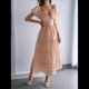 thumbnail image 4 of Vestido Midi Informal de Verano para Mujer, con Mangas , Escote en V, Fruncido y Volantes Escalonados. Rosa M, 4 of 8