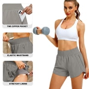 Rosvigor Womens Athletic Shorts High Waisted Running Shorts Gym Workout Shorts with Pockets