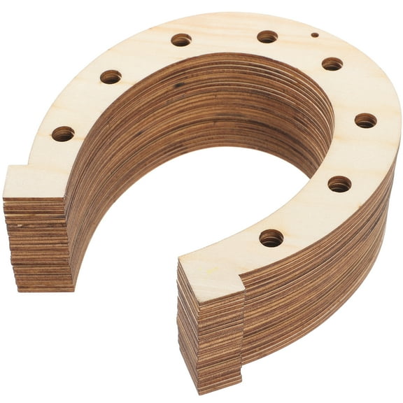 GOOHOCHY Horseshoe Party Decorations Khaki Wood 24Pcs 6.7X5.9X0.1In
