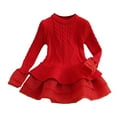 thumbnail image 4 of mgoYE Girls Long Sleeve Autumn Winter Knit Sweater Christmas Dress Casual Wear(Red,7-8 Years), 4 of 9