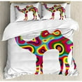 thumbnail image 3 of Modern Duvet Cover Set Twin Size, Colorful Featured Camel Figure Abstract Trippy Shapes and Bands Artful Illustration, Decorative 2 Piece Bedding Set with 1 Pillow Sham, Multicolor, by Ambesonne, 3 of 3