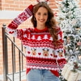 thumbnail image 2 of SOMER Women's Christmas Sweater Reindeer Xmas Tree Snowflake Festival Ugly Knit Sweater Holiday Long Sleeve Elk Pullover, 2 of 6