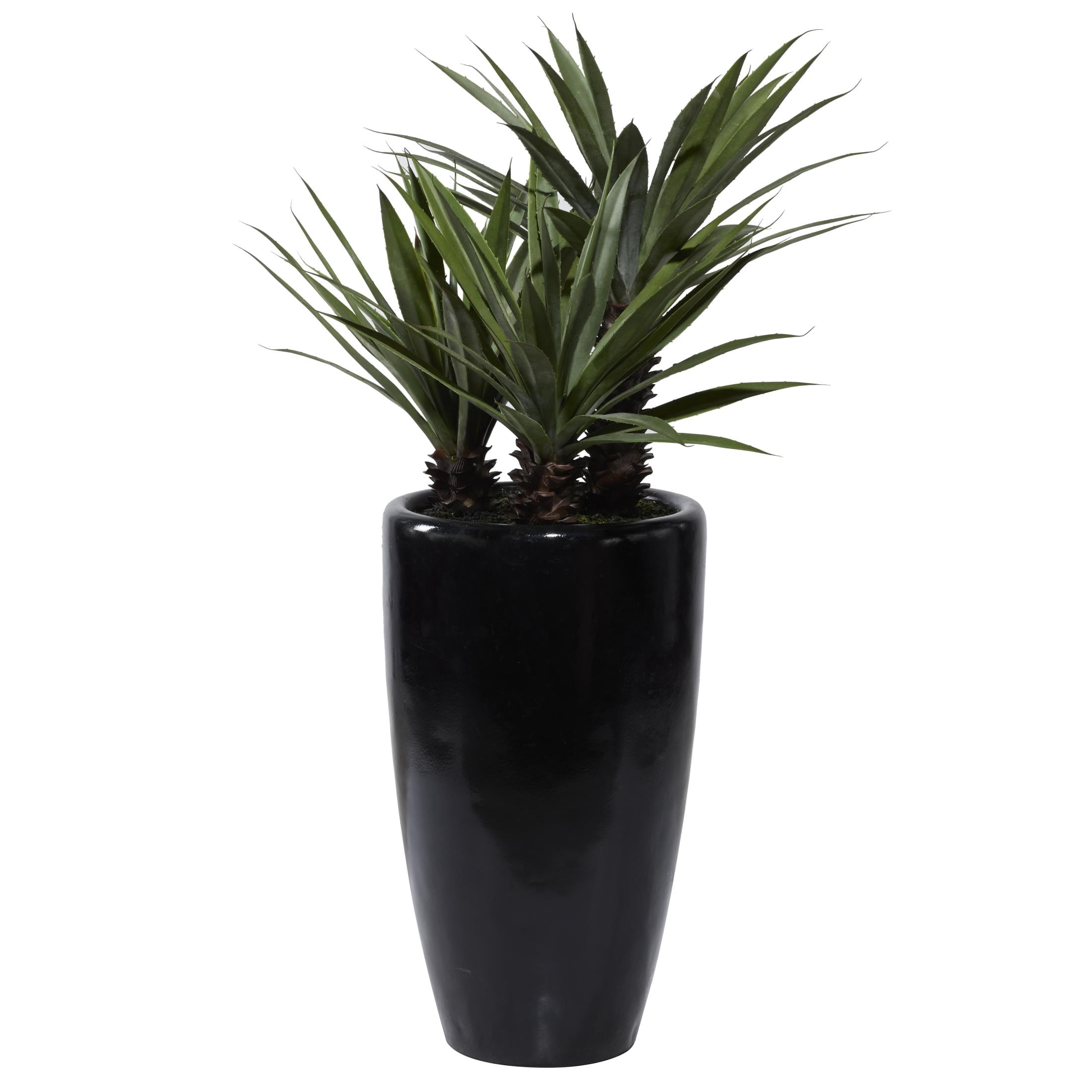 DecMode 46" Artificial Dracaena Plant in Realistic Leaves and Black Fiberglass Pot