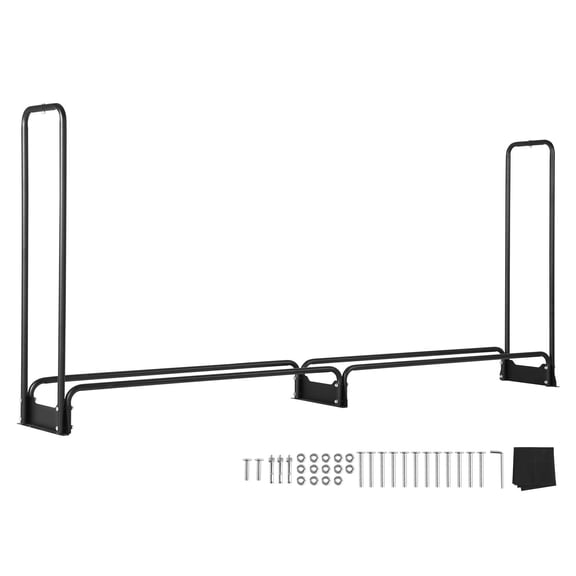 Outdoor Firewood Rack with Half-Covered Waterproof Top, 660lb Capacity Log Holder for Fireplace, Deck, or Patio