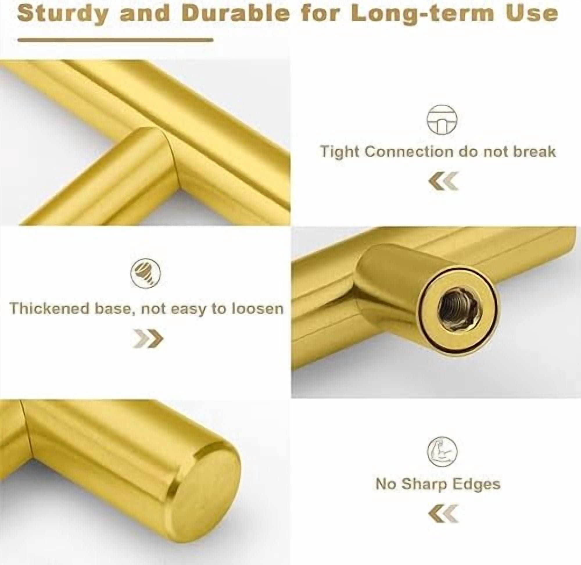 30 Pack Brushed Brass Cabinet Handles Gold 3 Inch Hole Center Cabinet Pulls Stainless Steel Drawer Handles Kitchen Cabinet Hardware Pulls for Cabinets and Drawers - 5" Length,