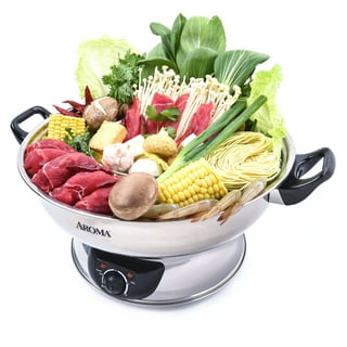 YONGSTYLE Electric Hot Pot with Divider 4.2 QT Shabu Shabu Pot Cooker  Non-Stick Electric Skillet Chinese Hot Pot Soup Cookwarewith Tempered Glass  Vented Lid for 6-8 People Family Party