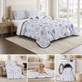thumbnail image 6 of Twin XL Quilt Set 68''x98'', Elegant Purple Flowers Lightweight Bedspread Coverlet Set with 2 Pillow Shams, Spring Floral Botanical Summer Breathable All Season Quilt Bedding for Dorm/Guest Room, 6 of 9