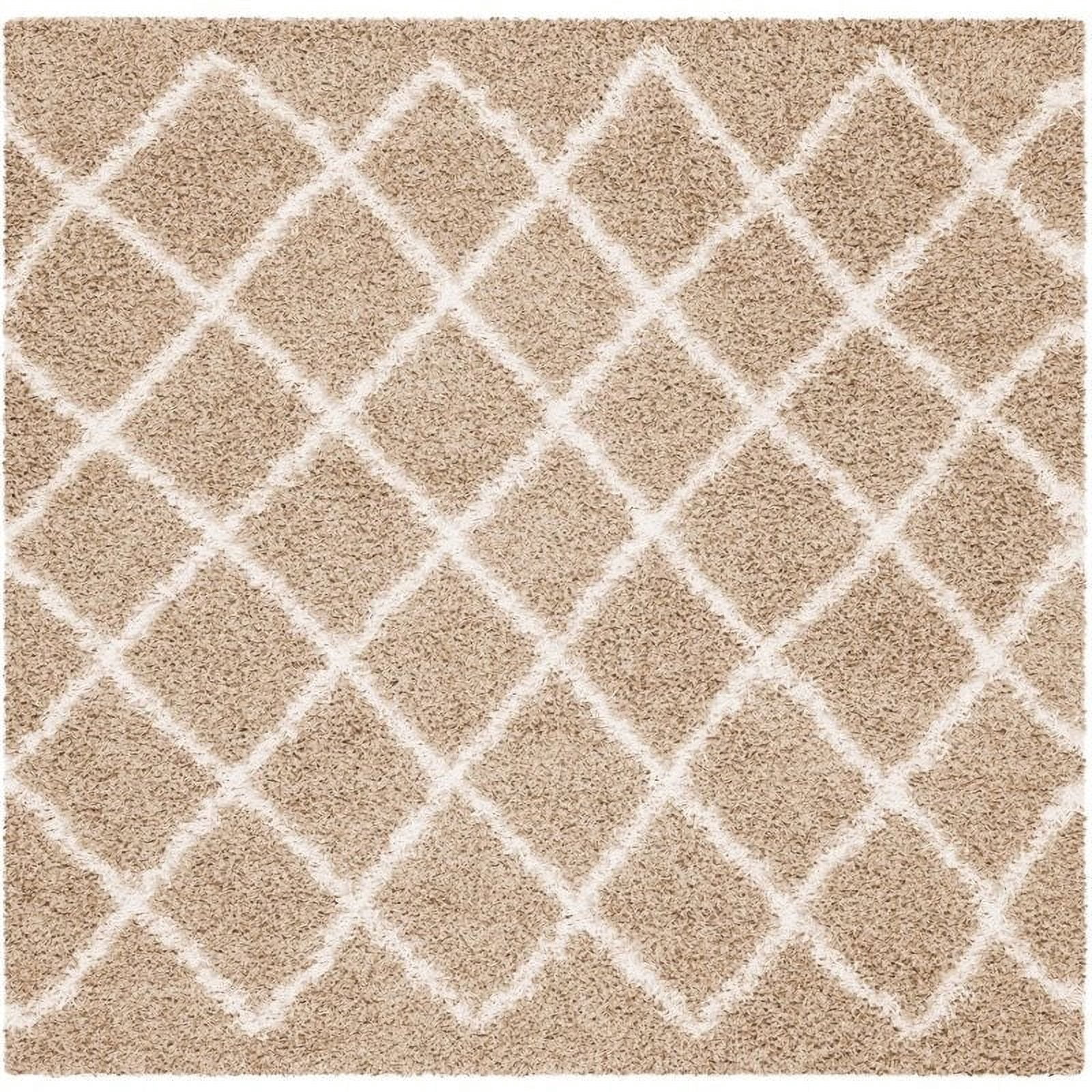 SAFAVIEH Dallas Jerrie Geometric Shag Area Rug, Beige/Ivory, 5'1" x 7'6"