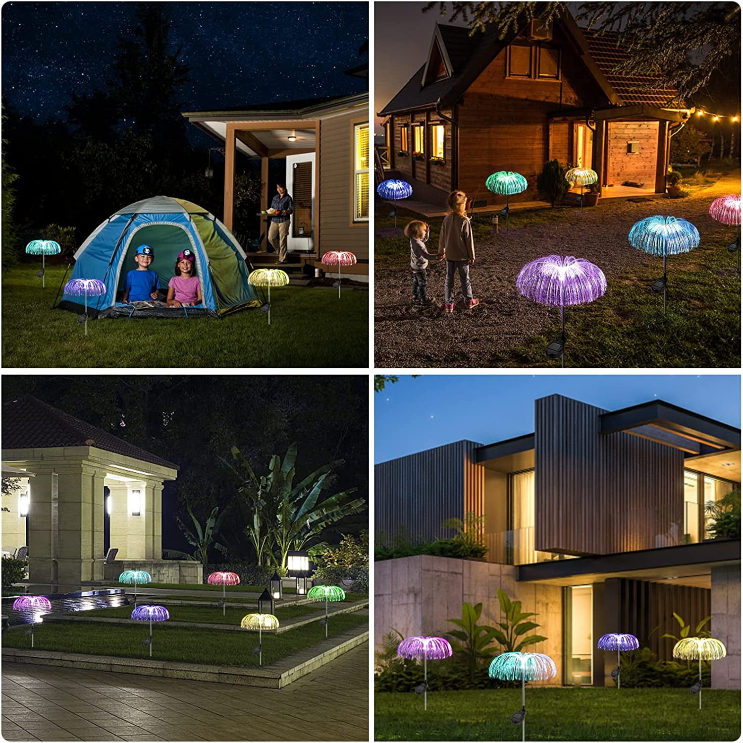 Solar Flower Lights Outdoor Garden Waterproof, Solar Yard Lights Decorative, 7 Color Changing Solar Powered Stake Light for Pathway Patio Lawn Christmas Decor, 2 PCS
