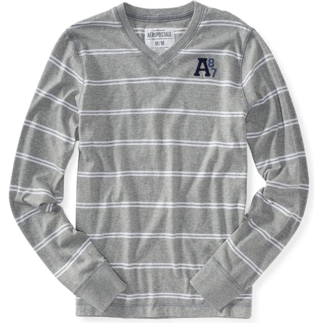 Camiseta gráfica Aeropostale con cuello en V para hombre gris mediana