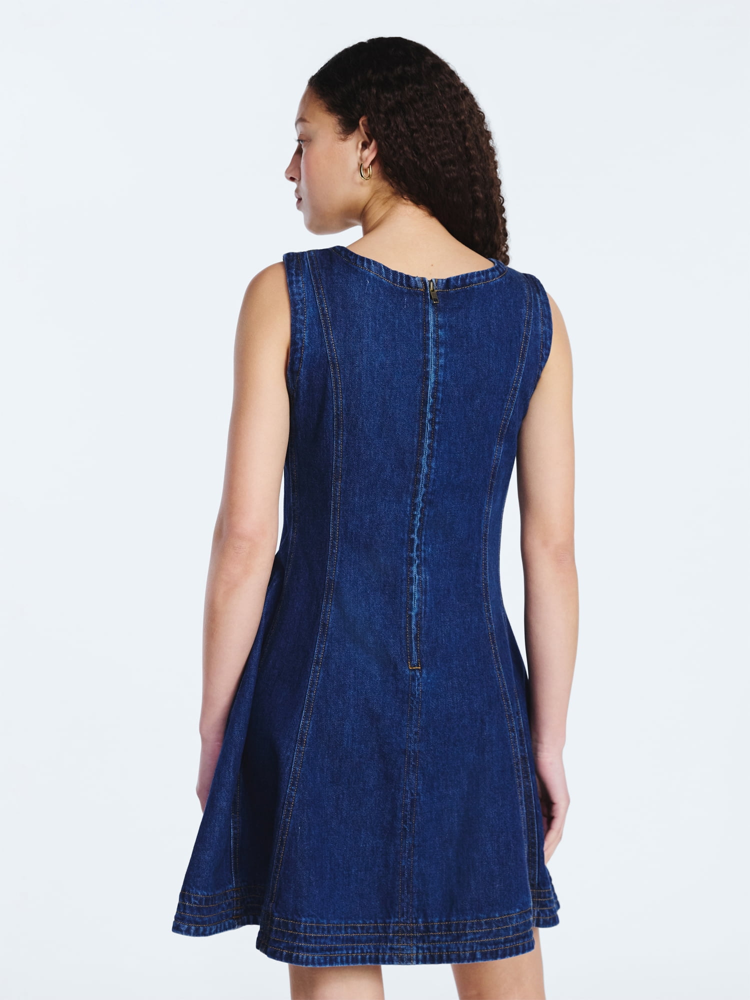 Free Assembly Women's and Women's Plus Sleeveless Denim Panel Mini Dress, Sizes XS-4X