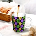 thumbnail image 3 of Yiaed Mardi Gras Shiny Green Purple Print Ceramics Coffee,Large Handle Design,Extra Large Tea and Coffee Cup for Office and Home Mugs, 3 of 6