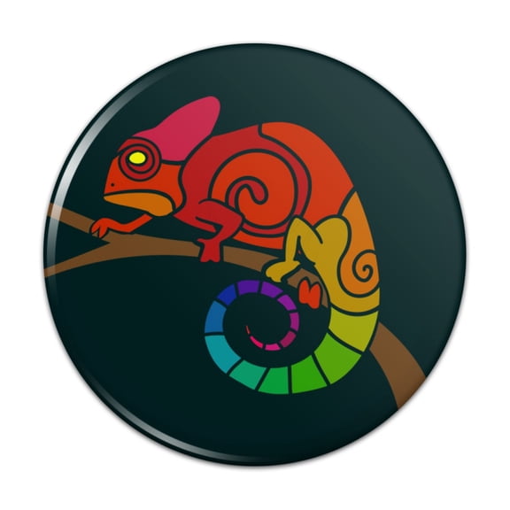 Rainbow Chameleon Pinback Button Pin